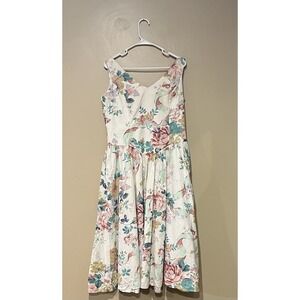 Vintage 80's Expo Womens Floral A-line Big Back Bow Size 12 Coquette Cottagecore